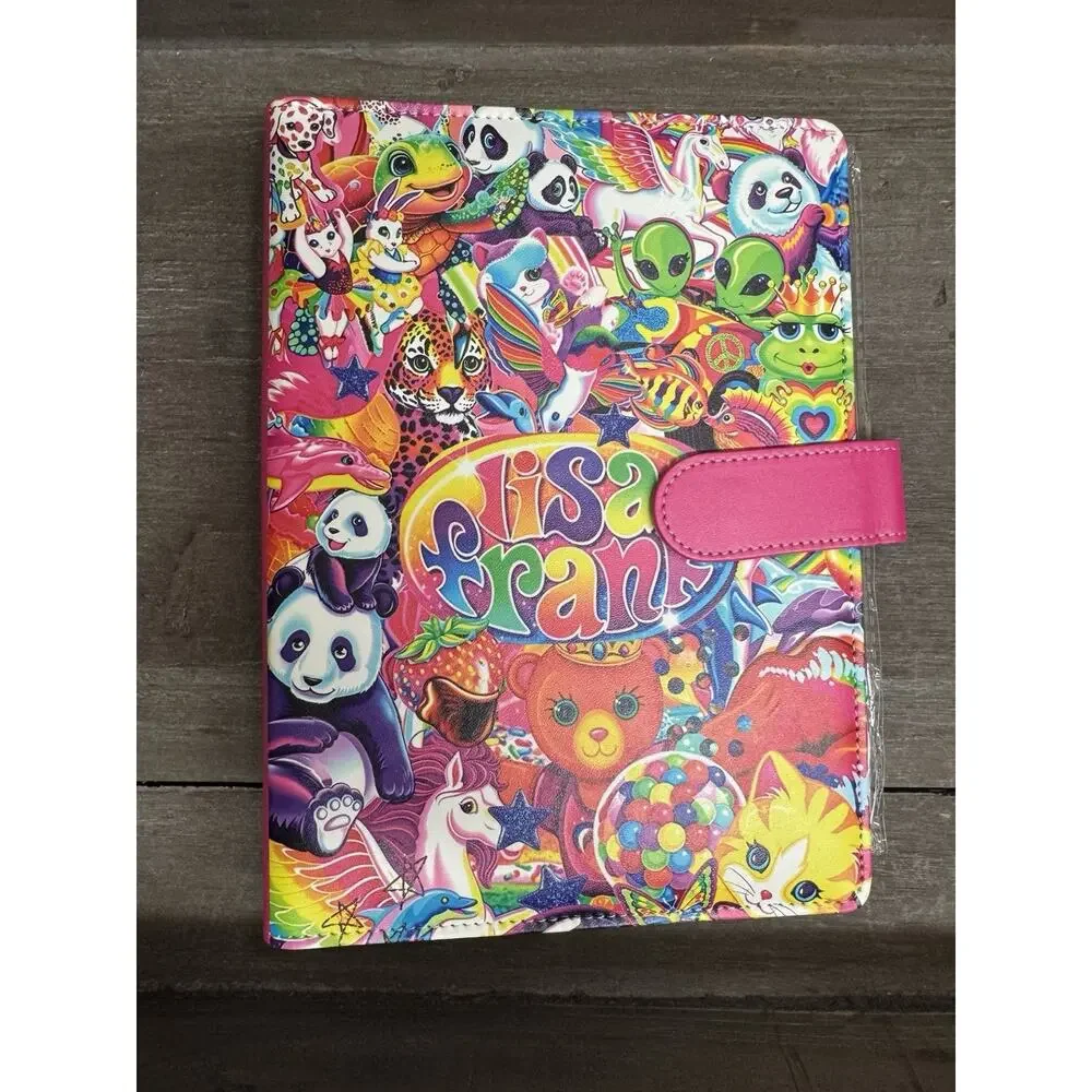 Lisa Frank A5 binder with matching printed paper and canvas tote bag Bundle